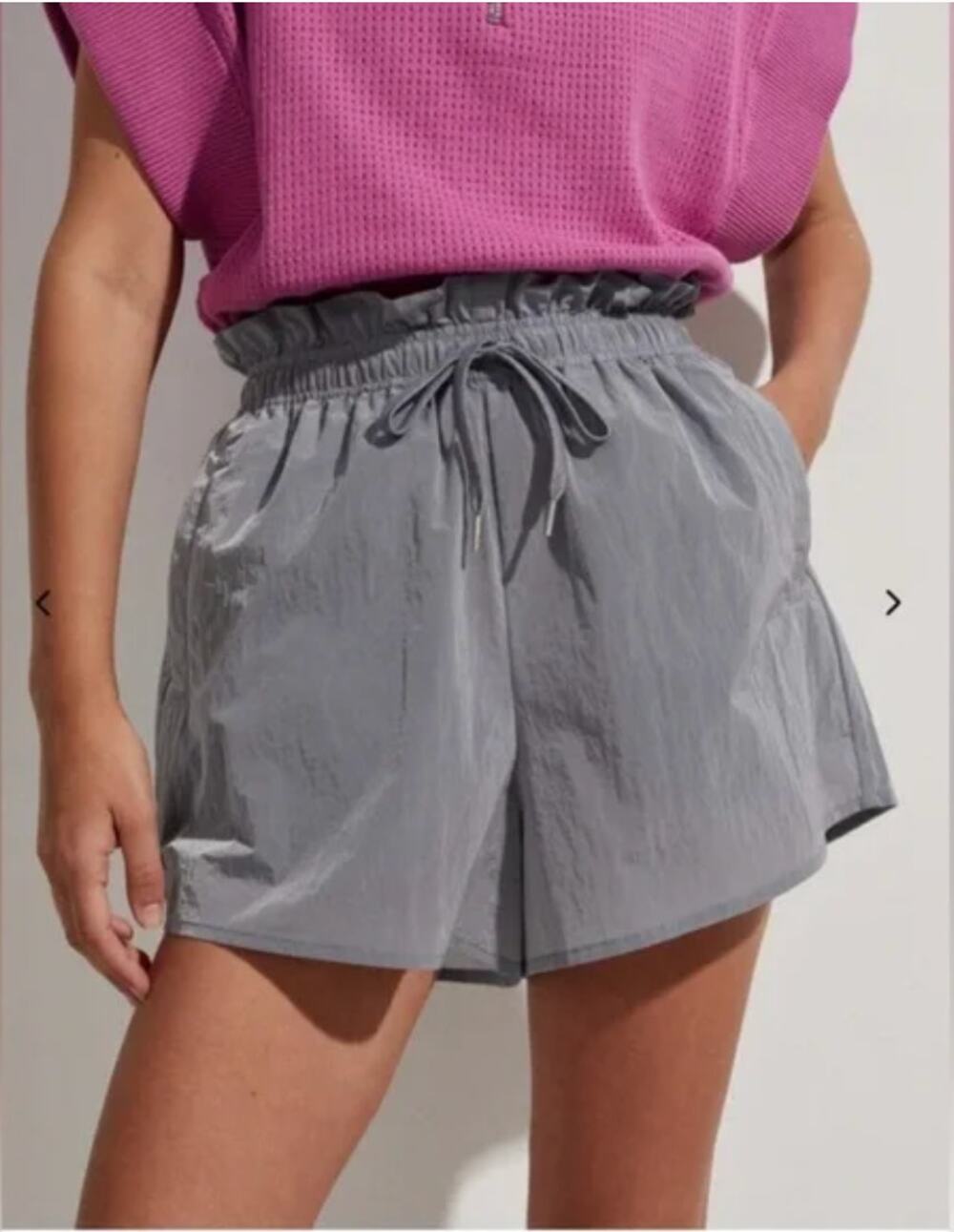 VARLEY | Gray Tulair High Rise Short  Shimmer Shell Gray Nylon | Extra Small